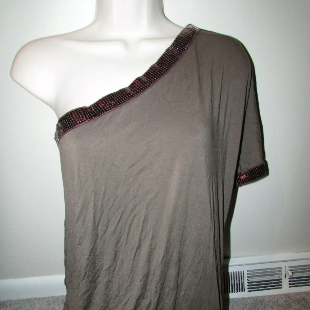 Valentine one shoulder brown sequin design  top